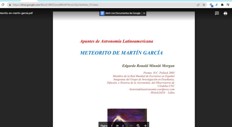 Meteorito de Martín García / 24 de Enero de 1886 a la 21.30 hs